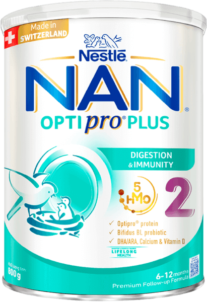 Sữa Nan Optipro PLUS 2 800g, với 5HMO, sản xuất tại Thụy Sỹ (6-12 tháng) (Giao bao bì ngẫu nhiên)