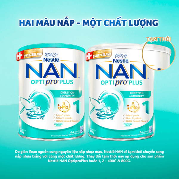 Sữa Nan Optipro PLUS 1 800g, với 5HMO, sản xuất tại Thụy Sỹ (0-6 tháng) (Giao bao bì ngẫu nhiên)