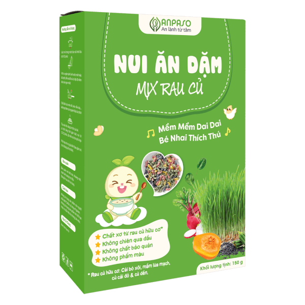 Combo 2 Nui ăn dặm mix rau củ Anpaso 150g