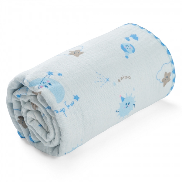 Chăn xô nhăn Cotton 4 lớp cao cấp Animo T2304_NBA002 (75x100cm,1 cái,Giao màu ngẫu nhiên)