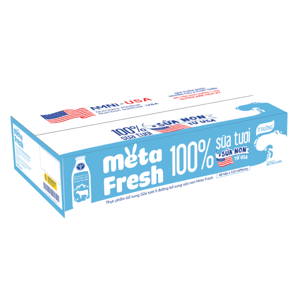 Sữa tươi ít đường bổ sung sữa non Metafresh 110ml, lốc 4 hộp