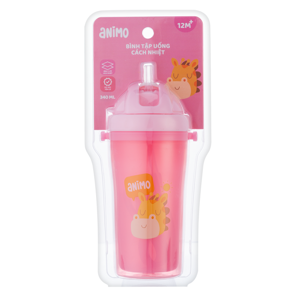 Bình tập uống cách nhiệt Animo (340ml, hồng, RK3415A)