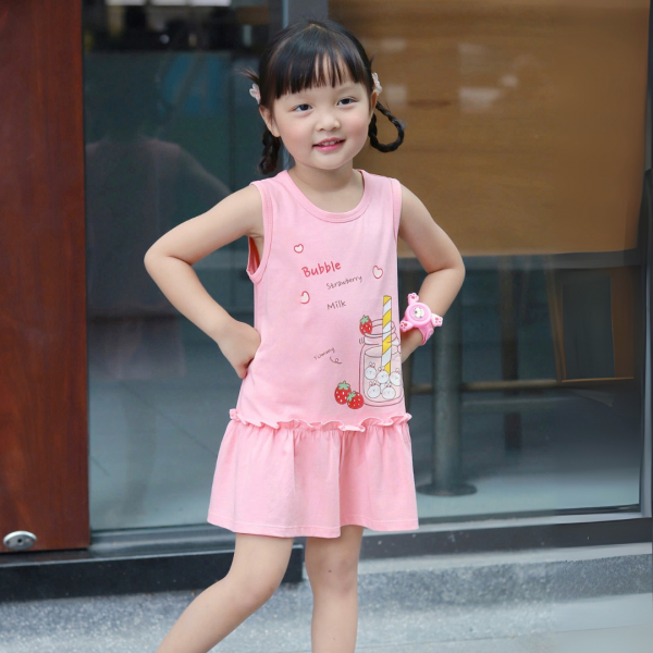 Đầm bé gái Animo Easy LU0525033 (1-4Y,Hồng đào,TT02)