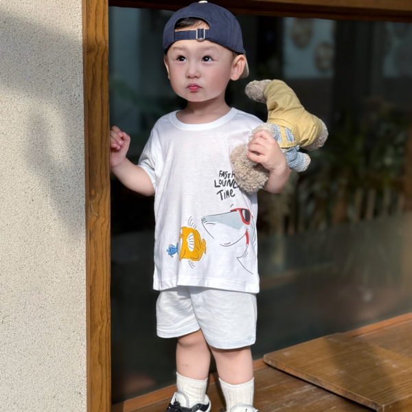 Bộ bé trai ngắn Animo Easy HN0525050 (1-4Y,Trắng-dương,NN02)