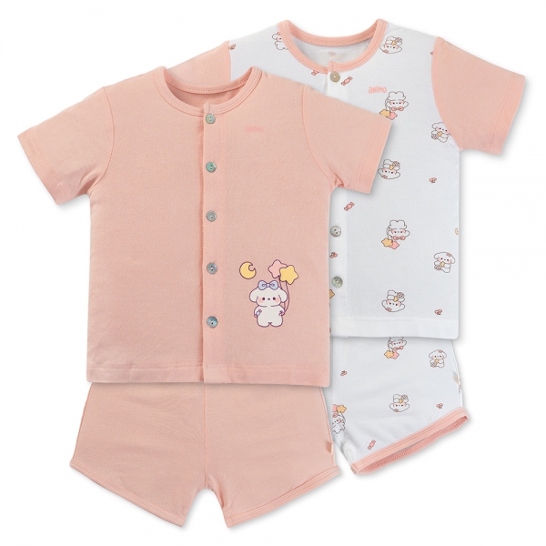 Set 2 Bộ kháng khuẩn Modal ngắn Animo BMC0525024 (0-24M,Dâu-trắng,NN06)