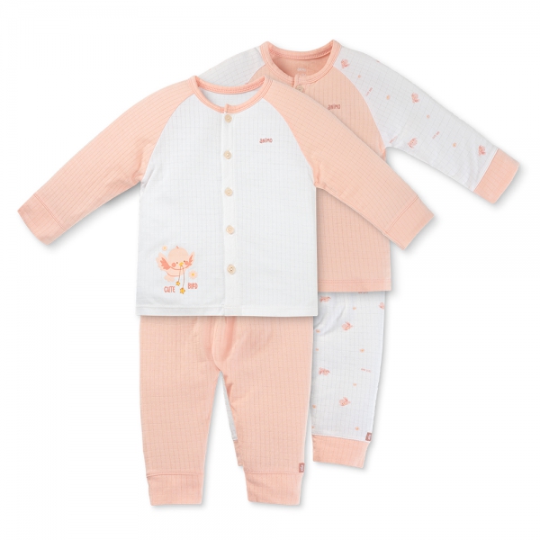 Set 2 bộ rayon chống muỗi dài Animo VD0525018 (0-24M,Hồng-trắng,NN06)