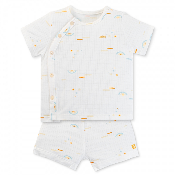 Set 2 bộ rayon chống muỗi ngắn Animo VD0425030 (0-24M,Vàng-trắng,NN06)