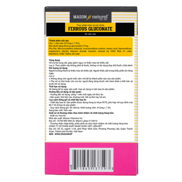 Sắt hữu cơ mát cho bà bầu Ferrous Gluconate