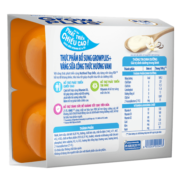 Váng sữa GrowPlus+ vị vanilla (bạc) lốc 4 hộp