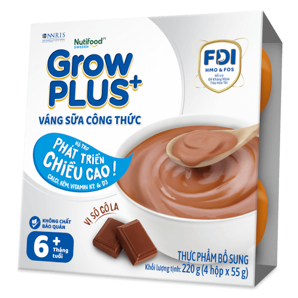 Váng sữa GrowPlus+ vị socola (bạc) lốc 4 hộp