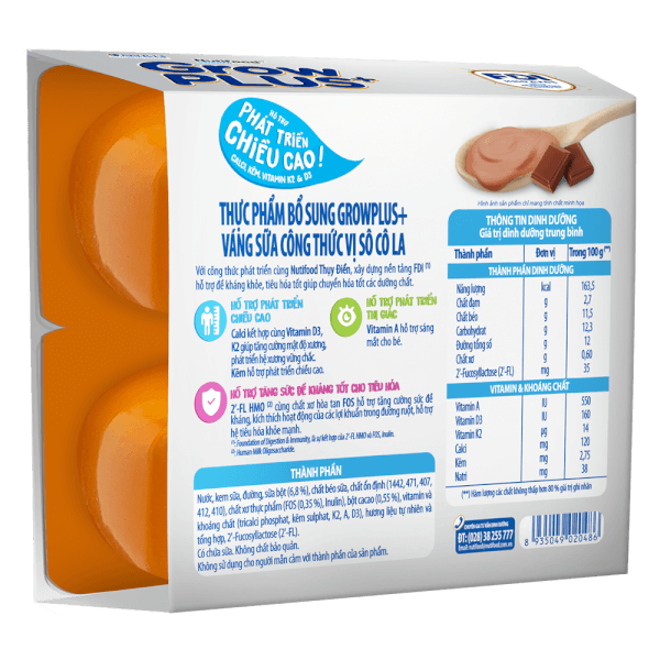 Váng sữa GrowPlus+ vị socola (bạc) lốc 4 hộp