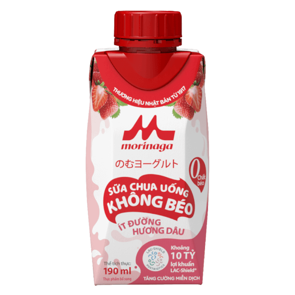 Sữa chua uống không béo ít đường hương dâu Morinaga 190ml