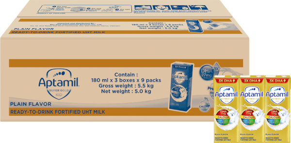 Thùng sữa pha sẵn Aptamil Super Gold Kid 180ml (lốc 3 hộp)