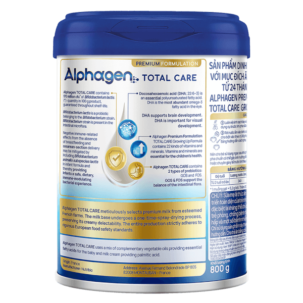 Sữa Alphagen Premium Formulation Total Care Growing Up Formula 800g (từ 24 tháng trở lên)