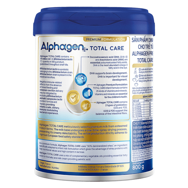 Sữa Alphagen Premium Formulation Total Care Infant Formula 800g (0-12 tháng)