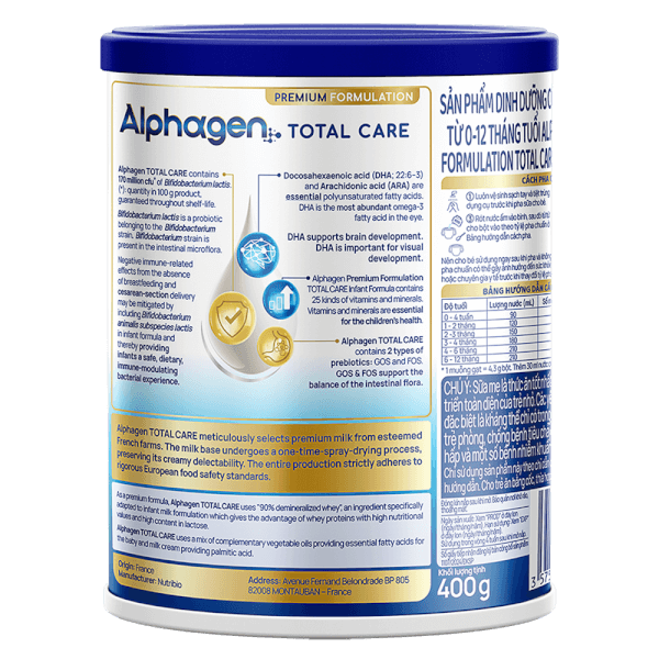 Sữa Alphagen Premium Formulation Total Care Infant Formula 400g (0-12 tháng)