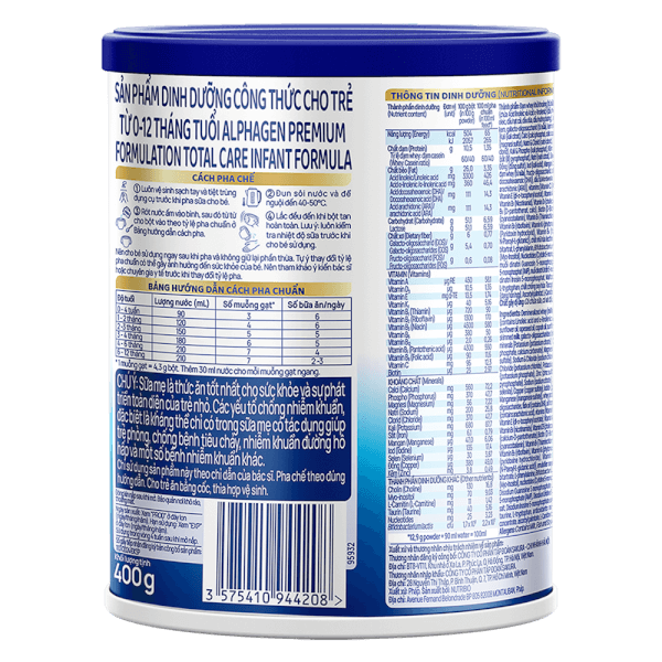 Sữa Alphagen Premium Formulation Total Care Infant Formula 400g (0-12 tháng)