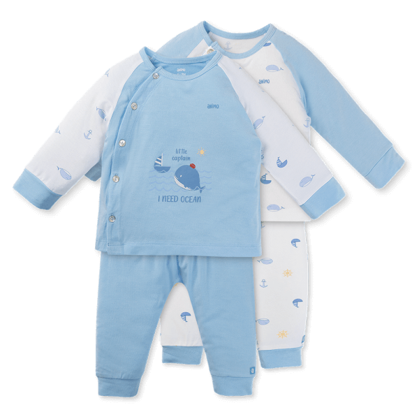 Set 2 Bộ kháng khuẩn Modal dài Animo BMC0525029 (0-24M,Biển-trắng,TT06)