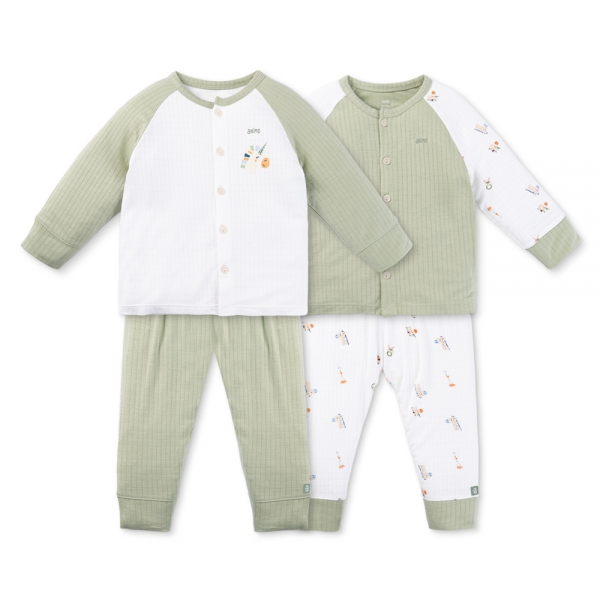 Set 2 bộ rayon chống muỗi dài Animo VD0525017 (0-24M,Lá-trắng,DD06)