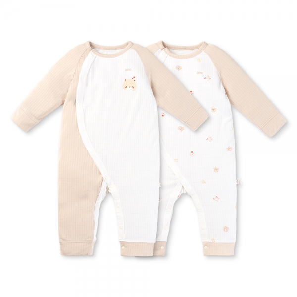 Set 2 bodysuit rayon chống muỗi dài Animo VD0425040 (0-12M,Kem-trắng,NN06)