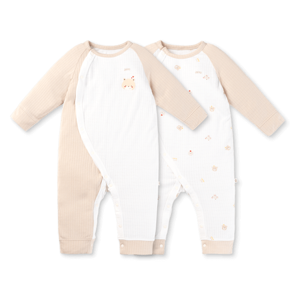 Set 2 bodysuit rayon chống muỗi dài Animo VD0425040 (0-12M,Kem-trắng,NN06)