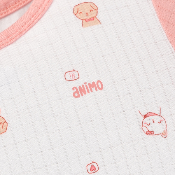 Set 2 bodysuit rayon chống muỗi đùi Animo VD0425038 (0-12M,Hồng-trắng,TT06)