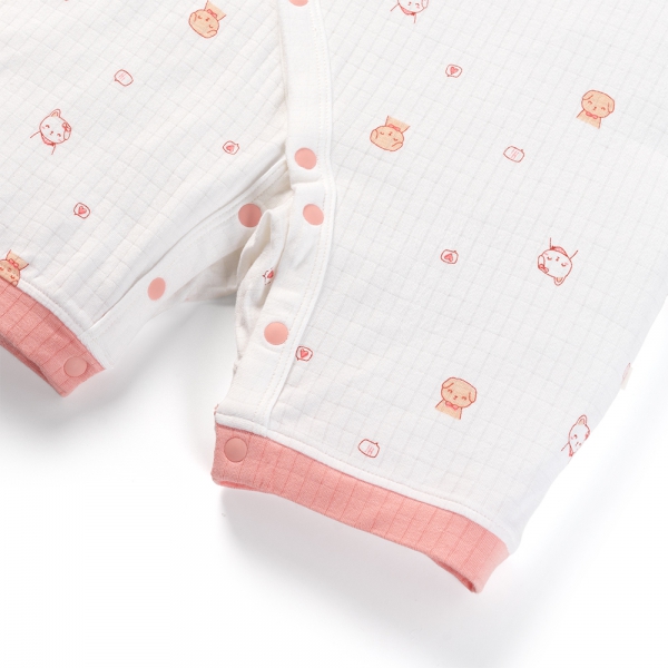 Set 2 bodysuit rayon chống muỗi đùi Animo VD0425038 (0-12M,Hồng-trắng,TT06)