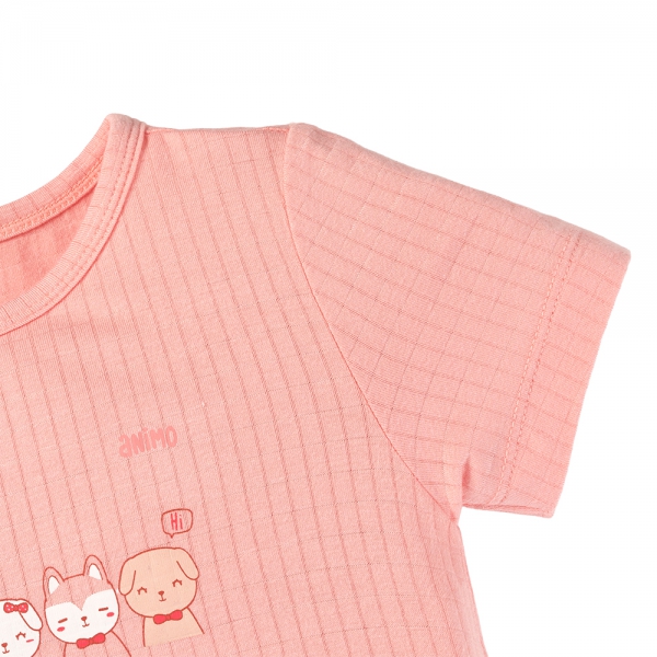 Set 2 bodysuit rayon chống muỗi đùi Animo VD0425038 (0-12M,Hồng-trắng,TT06)