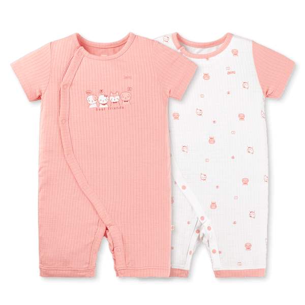 Set 2 bodysuit rayon chống muỗi đùi Animo VD0425038 (0-12M,Hồng-trắng,TT06)