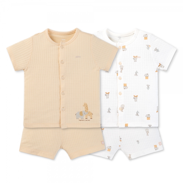 Set 2 bộ rayon chống muỗi ngắn Animo VD0425031 (0-24M,Kem-trắng,NN06)