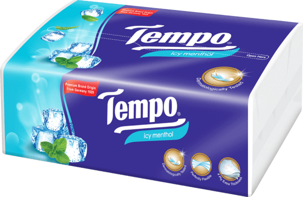 Khăn giấy rút 4 lớp Tempo hương Bạc Hà bịch 90 tờ