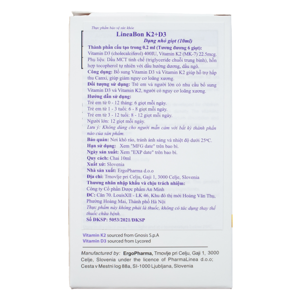 Thực phẩm bảo vệ sức khỏe LineaBon K2 + D3