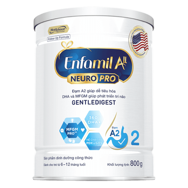 Sữa Enfamil A2 NeuroPro số 2 800g (Follow Up Formula, 6 - 12 tháng tuổi)