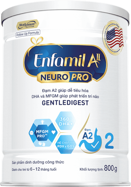 Sữa Enfamil A2 NeuroPro số 2 800g (Follow Up Formula, 6 - 12 tháng tuổi)