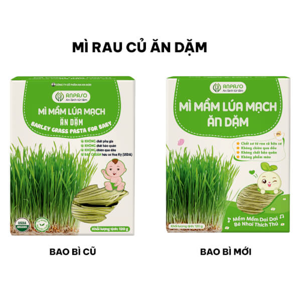 Combo 2 Mì mầm lúa mạch ăn dặm cho bé Anpaso 120g