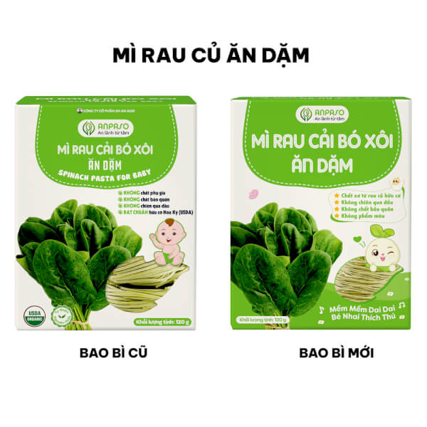 Mì cải bó xôi ăn dặm cho bé Anpaso 120g