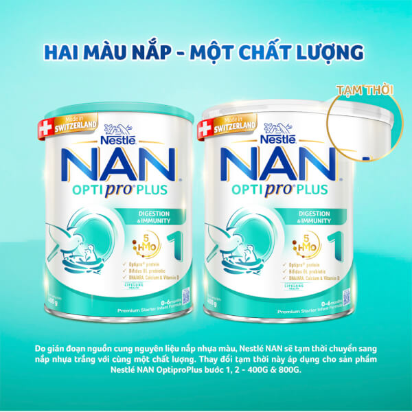 Sữa Nan Optipro PLUS 1 400g, với 5HMO, sản xuất tại Thụy Sỹ (0-6 tháng) (Giao bao bì ngẫu nhiên)