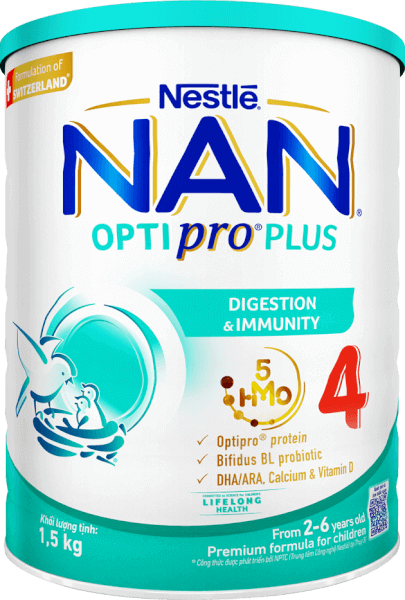Sữa Nan Optipro PLUS 4 1.5kg, với 5HMO, Công thức từ Thụy Sĩ (2-6 tuổi) (Giao bao bì ngẫu nhiên)