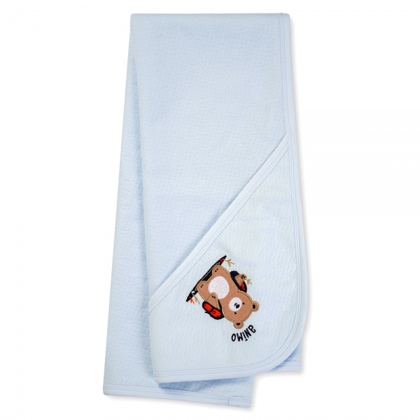 Khăn choàng ủ đa năng 2 trong 1 hình Gấu nâu Animo T2303_LN001 (80x100cm, Xanh)