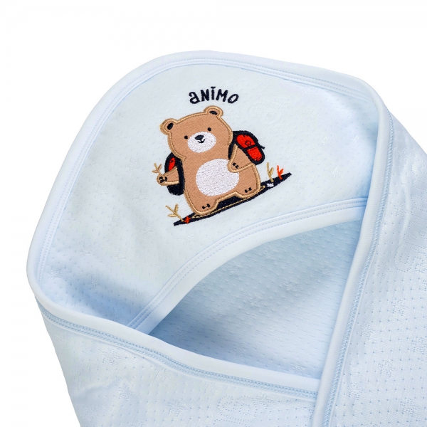 Khăn choàng ủ đa năng 2 trong 1 hình Gấu nâu Animo T2303_LN001 (80x100cm, Xanh)