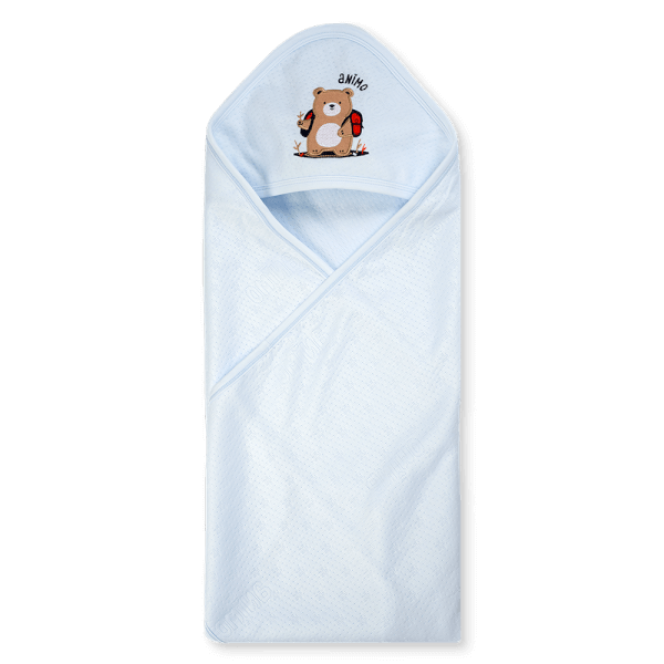 Khăn choàng ủ đa năng 2 trong 1 hình Gấu nâu Animo T2303_LN001 (80x100cm, Xanh)
