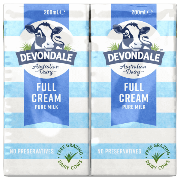 Sữa tươi nguyên chất tiệt trùng DEVONDALE MILK 200ml - Lốc 6 hộp