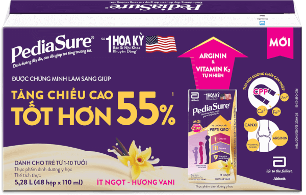 Thùng Thực phẩm dinh dưỡng y học cho trẻ 1-10 tuổi: Pediasure hương vani (110ml) (Lốc 4)