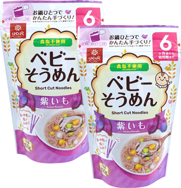 Combo 2 Mì ăn dặm Hakubaku - Mì Baby Somen vị khoai lang