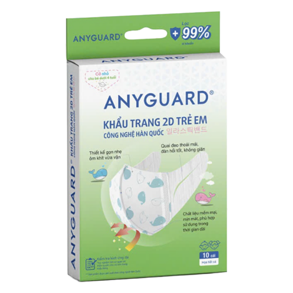 Khẩu trang y tế 2D Anyguard cho bé dưới 4 tuổi (10 cái/hộp)