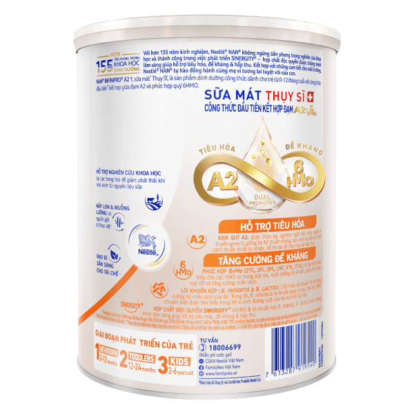 Sữa Nestlé NAN INFINIPRO A2 số 1 800g (6HMO) (0-1 tuổi)