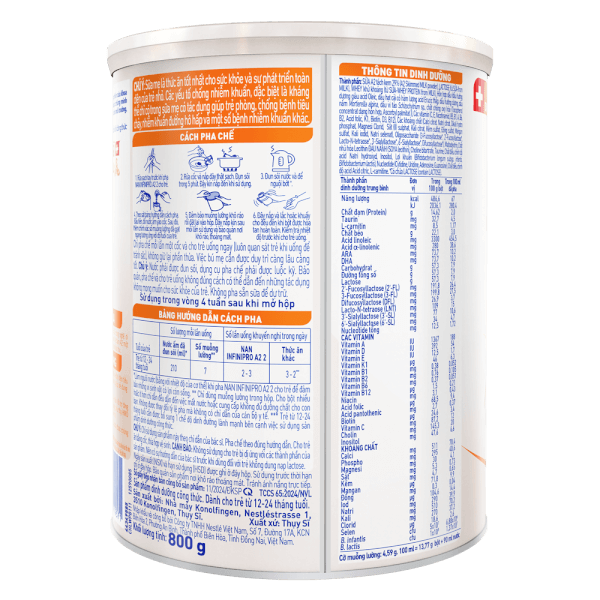 Sữa Nestlé NAN INFINIPRO A2 số 2 800g (6HMO) (1-2 tuổi)