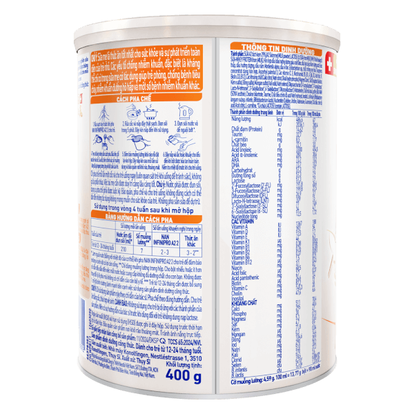 Sữa Nestlé NAN INFINIPRO A2 số 2 400g (6HMO) (1-2 tuổi)