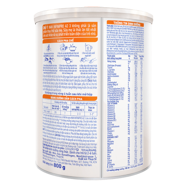 Sữa Nestlé NAN INFINIPRO A2 số 3 800g (6HMO) (2-6 tuổi)