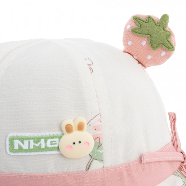 Nón em bé gái 0-12M vành tròn Animo A2503_JK010 (44cm, Trắng)